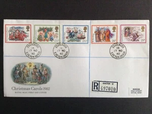 Set Natale GB 1982 su copertina primo giorno Royal Mail - Starcross Exeter CDS Pmk - Foto 1 di 2