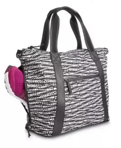 Ideology Duffel Satchel Tote Geo Print Shoe Compartment Black White - Picture 1 of 8
