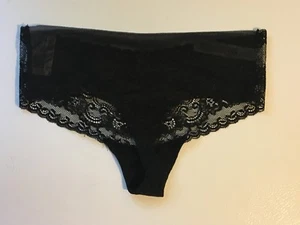 GILLIGAN & O'MALLEY Intimates Ebony Black XS No-Show Lace Thong Panty REDUCED - Picture 1 of 7