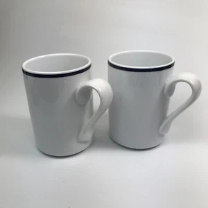 DANSK BISTRO "CHRISTIANSHAVN BLACK" 2 MUGS 4-1/8" White w/ BLACK RIM - Portugal - Picture 1 of 5