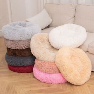 Soft Round Cat Kennel Pet Bed Washable Long Plush Kitten Bed for Pet Basket Sofa