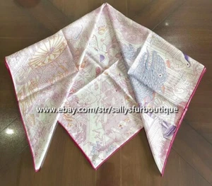 Sallys 18 Momme Twill Silk Wrap Scarf Animals Print Double Face Square Shawl 35" - Picture 1 of 9