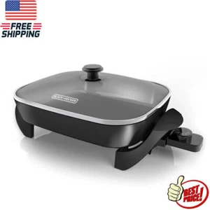 Electric Skillet Nonstick Keep Warm Removable Temperature Control Durable Black - Picture 1 of 5