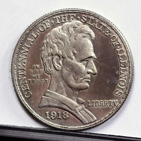 1918 Lincoln Illinois Commemorative Silver Half Dollar - Ch BU (#45515) Cover