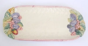 Neuwirth Ceramic Platter Hand Painted Embossed Fruit Basket Weave Rim Portugal - Picture 1 of 4