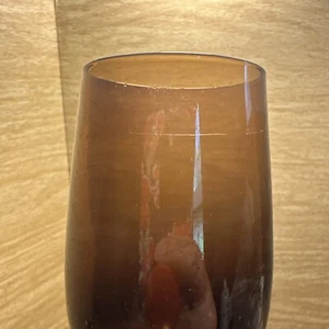 Pier 1 Crackle Glass Brown Champagne Flute 9 7/8" Tall Mouth Blown (1) - Picture 1 of 10