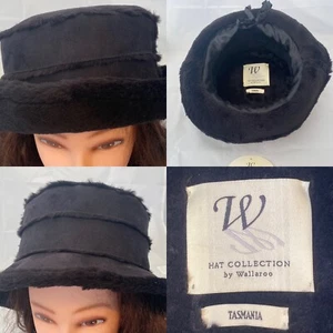 Hat Collection By WALLAROO Women's Tasmania Bucket Hat Black Faux Suede OS - Picture 1 of 10
