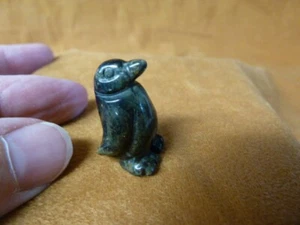 (Y-PEN-504) Green black jasper PENGUIN ice baby bird gemstone FIGURINE carving - Picture 1 of 1