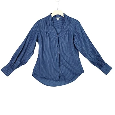 Sundance Romántico Volantes Casa Rayas Botón Top Manga Globo Mujer M Foto 1 de 4