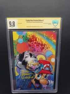 Cosplay Mario Wars #1 Yak Virgin Cómic CBCS 9.8 Firmado Actor Charles Martinet - Imagen 1 de 23