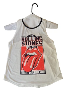 Camiseta sin mangas The Rolling Stones blanca para mujer XL gráfica corta banda de rock camisa muscular - Imagen 1 de 10