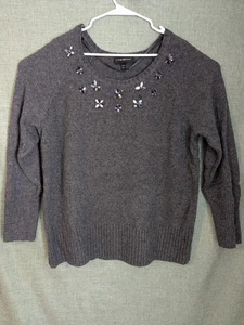 Lane Bryant schwarzer Pullover Pulli mit Blumenakzenten Gr. 22/24 - Bild 1 von 8