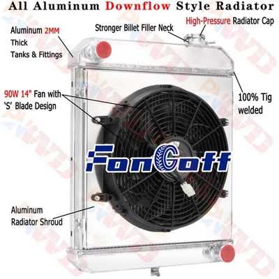 4 Row Radiator+Shroud Fan For 1960-66 65 Chevy C10 C20 C30 K10 K20 4.8L 4.3L L6 Foto 1 de 4