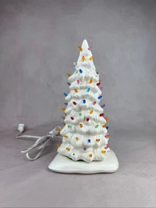 "Árbol de Navidad vintage de cerámica blanco 10"" funciona" - Imagen 1 de 9