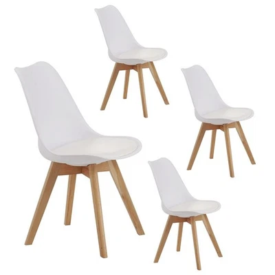 Modern Set of 4 Dining Chairs for Kitchen and Dining Room with Wooden Legs - Image 1 of 4