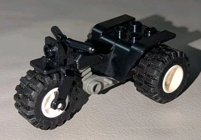 Lego Motorcycle Trike Black Old Dark Gray Rim White 30187c01 Vintage Vehicle EUC - Image 1 of 4