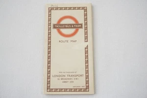 Januar 1950 Trolleybus & Straßenbahn Karte London Transport Bus U-Bahn  - Bild 1 von 8