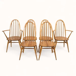 6 Ercol Dining Chairs Windsor Quaker Model 365 A Light Finish FREE UK Delivery - Picture 1 of 24