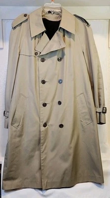 Vintage Mens Trench Coat Korea Size L 42R Lined No Belt  - Image 1 of 4