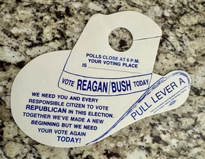1984 Ronald Reagan And George Bush, Cowboy Hat Style Indiana Door Hanger - Picture 1 of 1