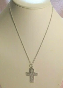 Colgante de cruz grande de plata de ley .925 con collar de circonitas cúbicas - Imagen 1 de 6