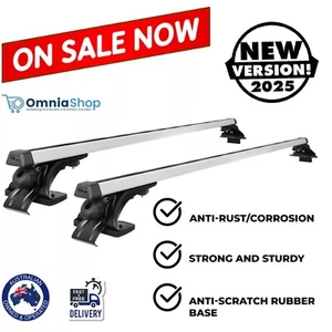 Universal Car Roof Rack 1450mm Cross Bars Aluminium Silver Adjustable Brackets C - Picture 1 of 8