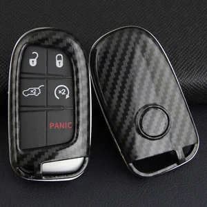 Carbon Fiber Car Key Fob Case Cover Holder For Jeep Dodge Chrysler Accessories - Picture 1 of 8