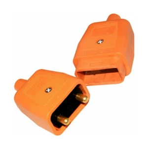 2 Pin 10 Amp Rubber Lawnmower Strimmer Extension Lead Cable Connector Orange - Picture 1 of 3