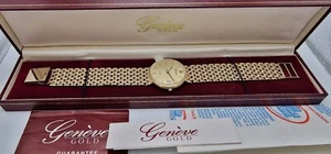 Geneve Gold 9ct Gold Gents Watch on 9ct Gold Bracelet in Geneve Box with Papers. - Picture 1 of 15