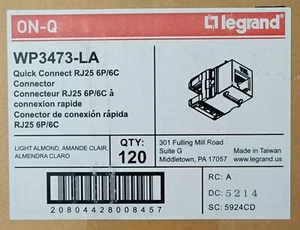 120x Legrand - Quick Connect RJ25 6P/6C Connector WP3473 - LA - Zdjęcie 1 z 4
