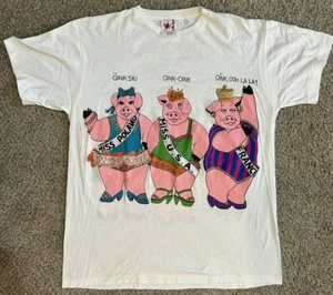 Vintage Pigs Beauty Pageant Contest T Shirt OFSA Countries World USA Japan 1992 - Picture 1 of 8