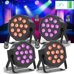 4X Rechargeable Battery RGBW LED PAR Can DMX Stage Wash Light Disco Party Club - Picture 1 of 18