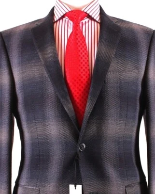 VERSACE Navy Textured Check Sports Coat Suit Jacket Blazer UK38 IT48 NEW + TAGS - Image 1 of 4