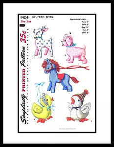 JUGUETE Simplicity 1404 Patrón Animal de Peluche Pollo Caballo Perro Pato Cordero - Imagen 1 de 4