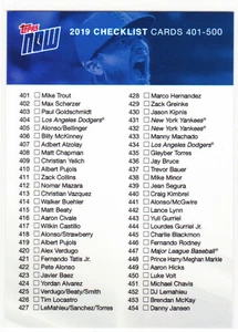 Pete Alonso Mets 2019 Topps NOW Checklist 401 Mike Trout - 500 Danny Santana - Picture 1 of 2