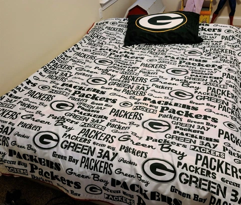 Green Bay Packers Sheet Twin Size Bed Fitted Flat Sheets Pillowcase Cover