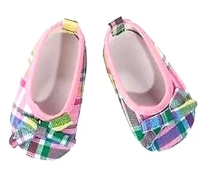Scarpe piatte da balletto rosa multiplaid adatte a bambole americane da 18 pollici - Foto 1 di 1
