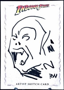 2008 Topps Indiana Jones Heritage True 1/1 Sketch Drawing On Card One of One
