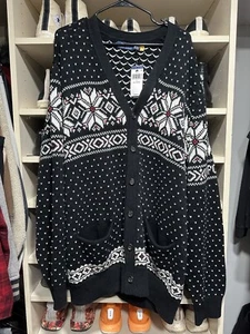 NWT-$298-POLO RALPH LAUREN Men’s Black Fair Isle Snowflake Cardigan Sweater-3XLT - Picture 1 of 8