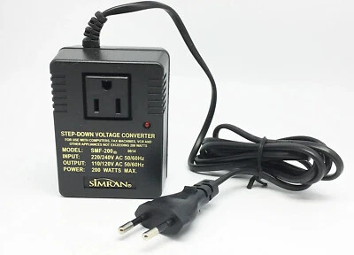 Simran 200 Watt Compact Step Down Transformer 220V to 110V AC Converter EU Plug - Image 1 of 3