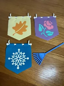 Vintage Dollhouse Season Flags + Rake Replacement Fisher-Price Loving Family - Picture 1 of 10
