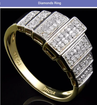 Anillo de diseñador para mujer con acabado de oro amarillo de 14K talla 7 Foto 1 de 4