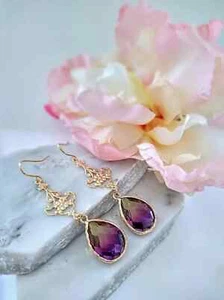 Teardrop Earrings 14k Gold Plated Small, Medium, Large Drop Earrings - Picture 1 of 6