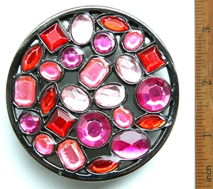 Ornament Belt Buckle Decorated With Different Multi-Color Of Red Stones - Picture 1 of 4
