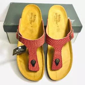 Spring Step Estella-RD Women’s Thong Red Leather FlipFlop Sandal Size 9M - Picture 1 of 9