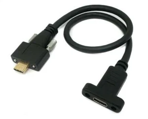 USB 3.1 Kabel 30 cm Typ C Stecker zu Buchse Schraube Adapter in Schwarz - Zdjęcie 1 z 4