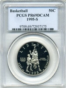 1995-S Basketball Commemorative Half Dollar (50C) - PCGS PR69DCAM - Free Ship - Picture 1 of 2