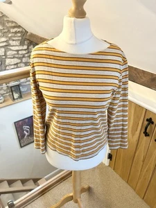 Top bretone a righe brindisi taglia XS arancione e avena collo barca cotone - Foto 1 di 7