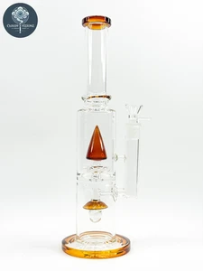 14” Straight Tube Glass Bong – Orange Thick Water Pipe Hookah w/ 18mm Bowl - Picture 1 of 13