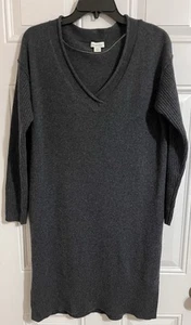 Sundance Maglione 100% Cashmere Vestito Donna Piccolo Grigio Tubino Elasticizzato Manica Lunga - Foto 1 di 7